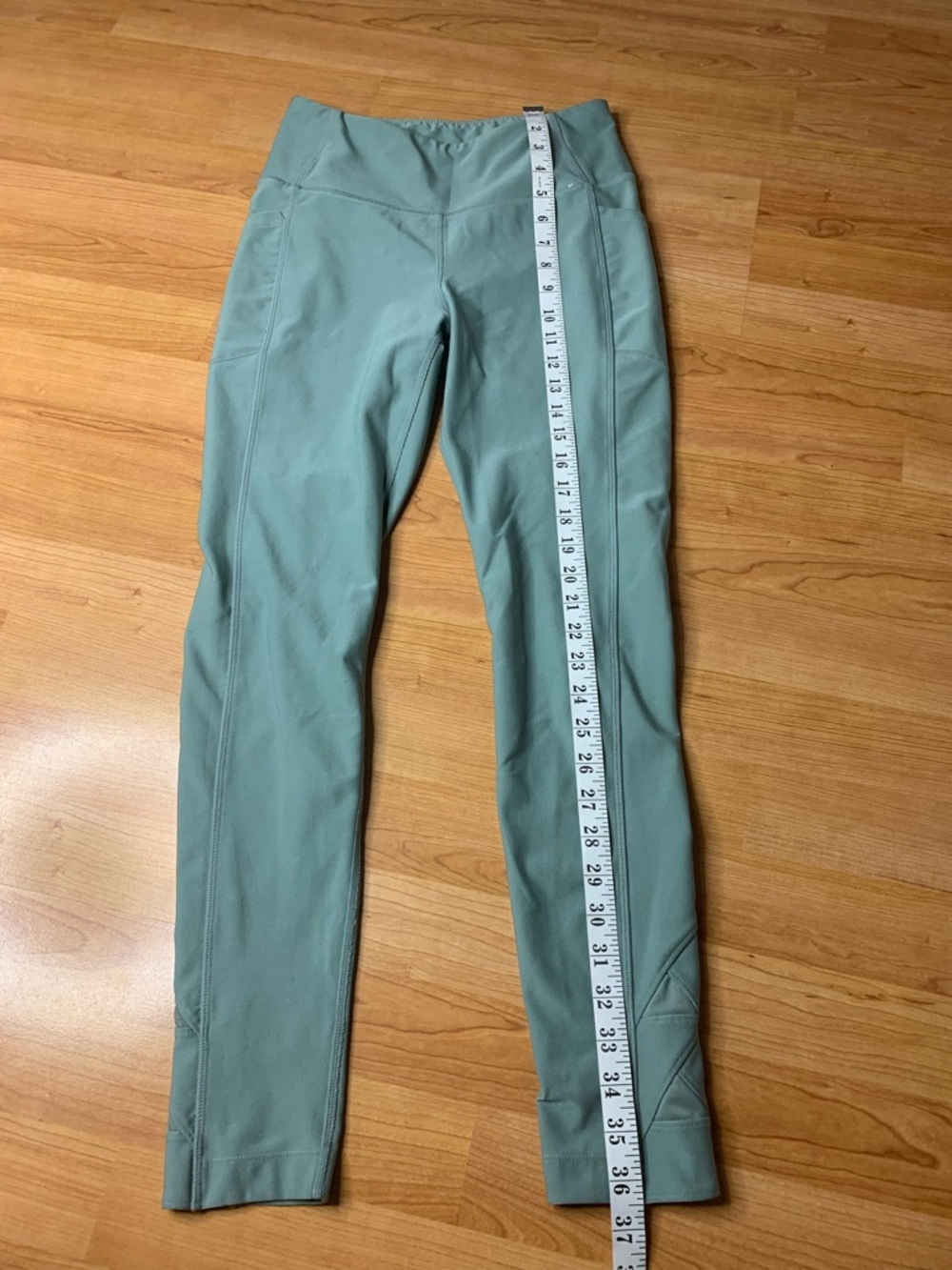 Mondetta Teal Performance Leggings with Gold Logo Print - Picture 5 of 8